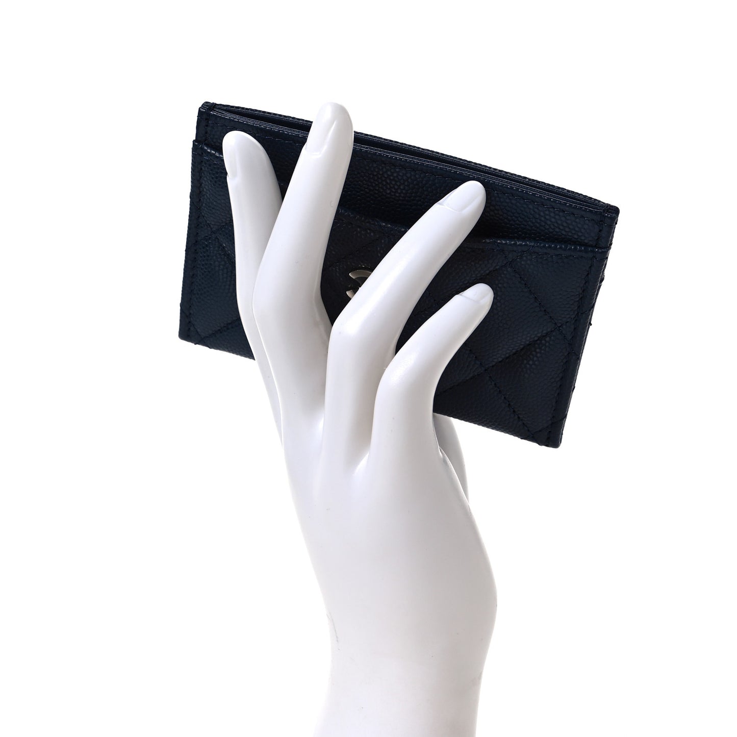 Caviar Quilted Card Holder Navy
