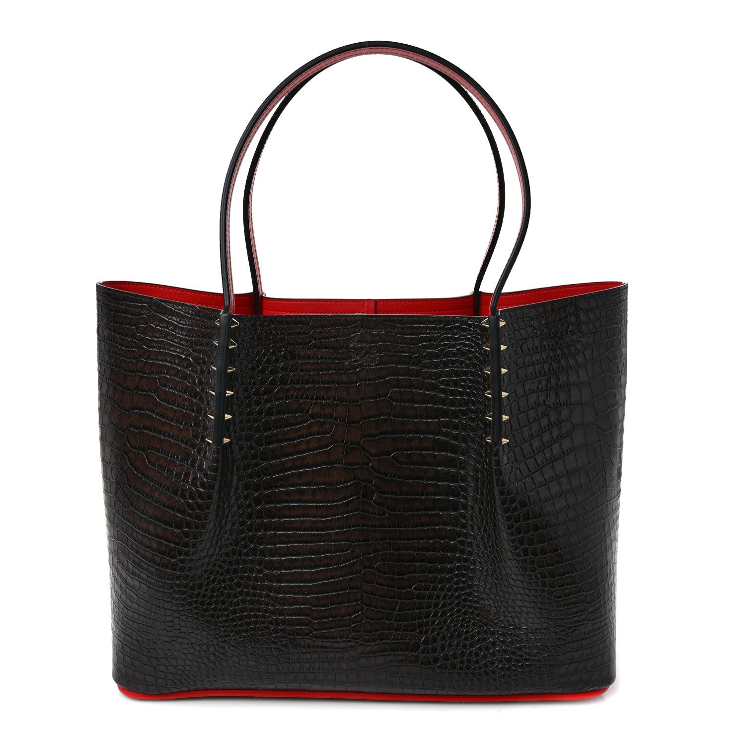 Christian Louboutin Calfskin Crocodile Embossed Spikes Large Cabarock Espresso 1 of 8