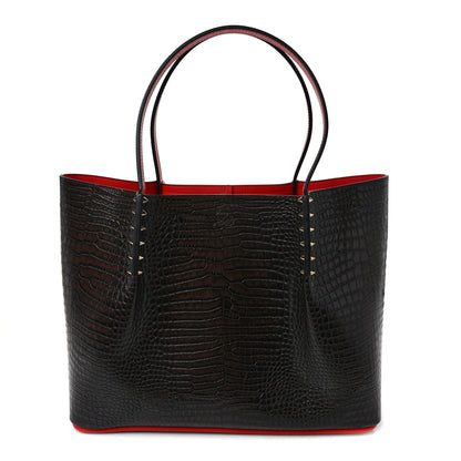 Christian Louboutin Calfskin Crocodile Embossed Spikes Large Cabarock Espresso 1 of 8