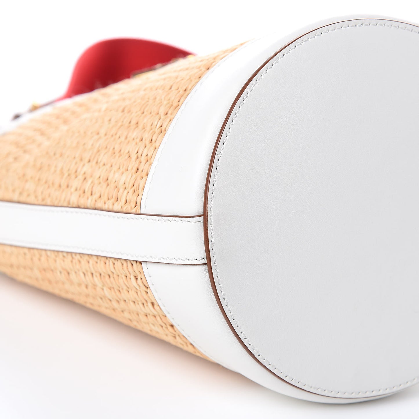 Paglia City Calfskin Bucket Bag Naturale White