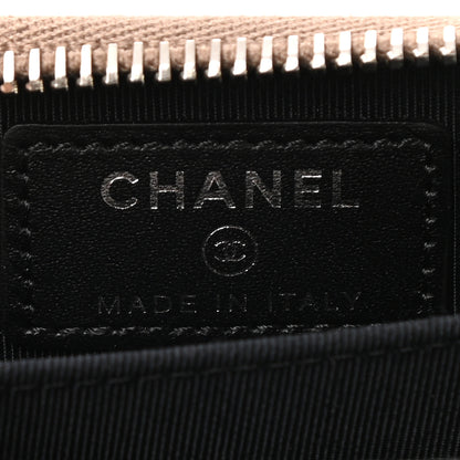 Chanel Iridescent Caviar Satin Zip Coin Purse Light Gold Black 6 of 8