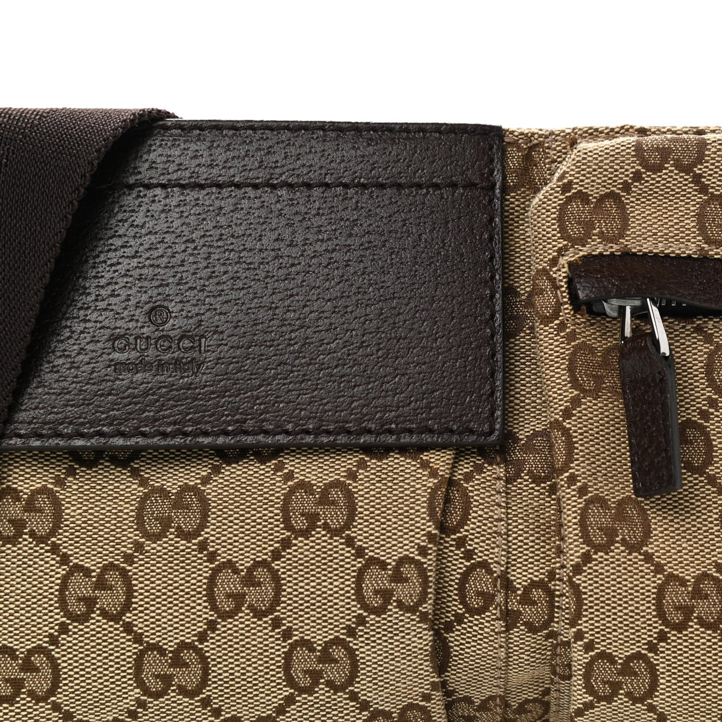 GG Monogram Double Pocket Belt Bag Dark Brown