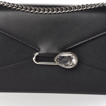 Alexander McQueen Calfskin Crystal Pin Envelope Wallet On Chain Black 11 of 11