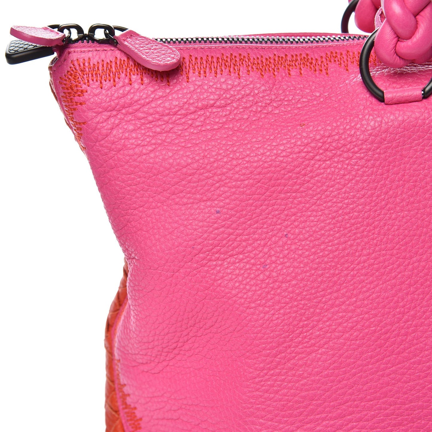 Washed Cervo Deerskin Braided Tote Fire Shock