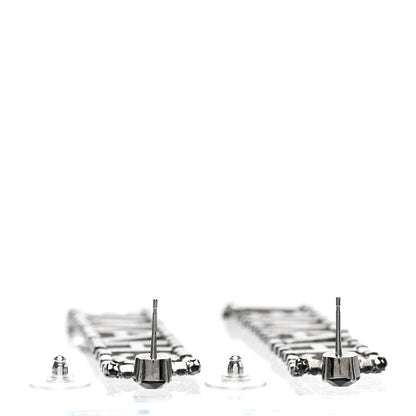 Chanel Ruthenium Crystal Chanel Logo Drop Earrings Black 4 of 5