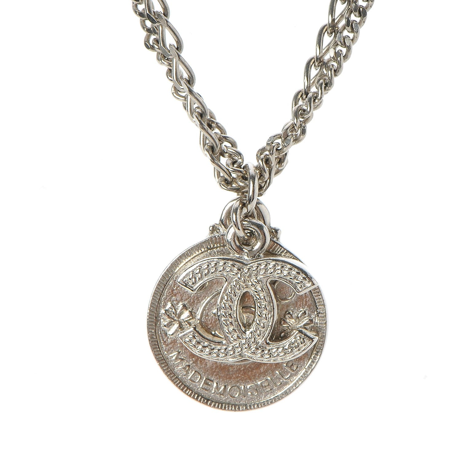 Chanel CC Coco Mademoiselle Coin Necklace Silver 4 of 7