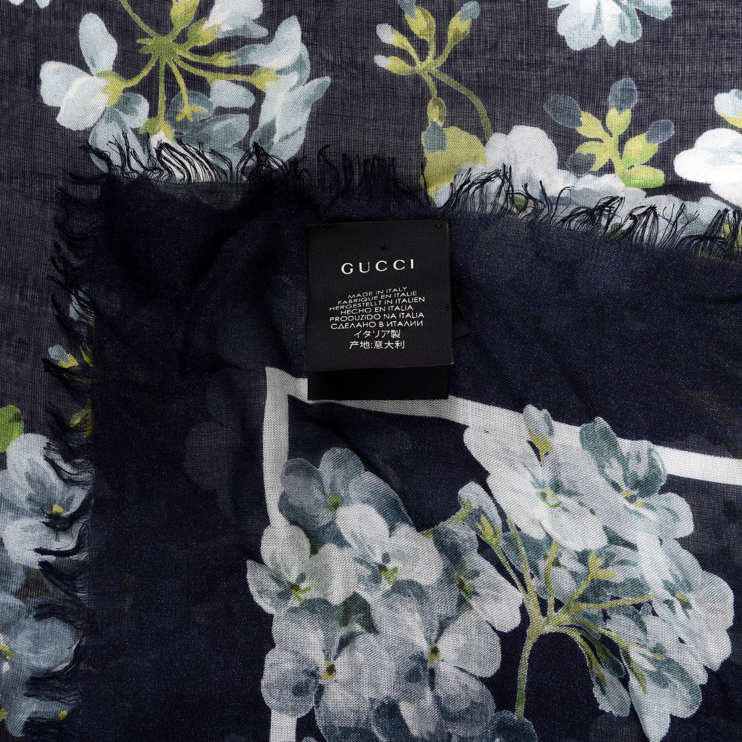 Gucci Modal Silk New Bloom Square Scarf Midnight Blue Sky Blue 3 of 4