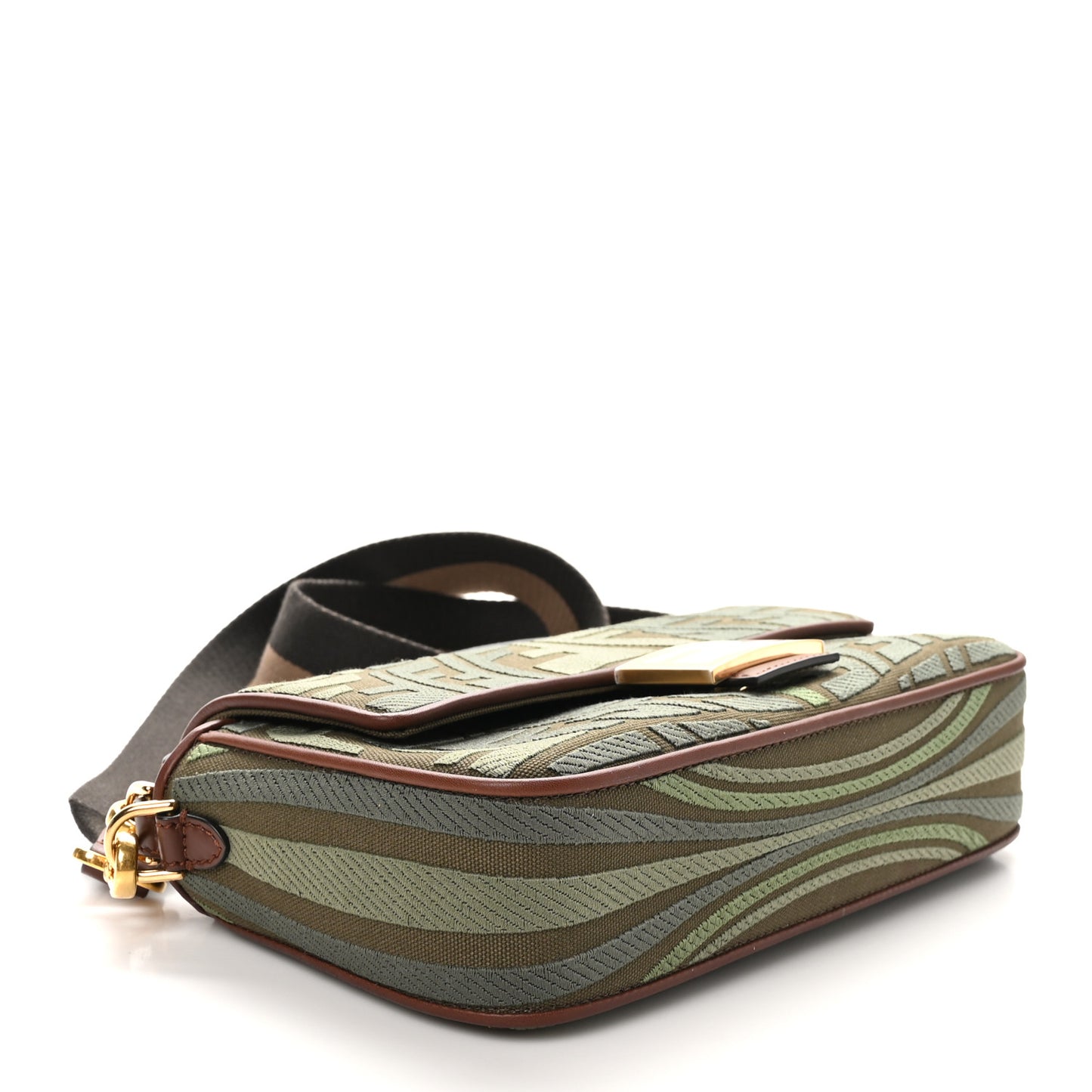 X SARA COLEMAN Canvas Vitello King FF Fish Eye Embroidered Baguette Amazzonia Ghianda