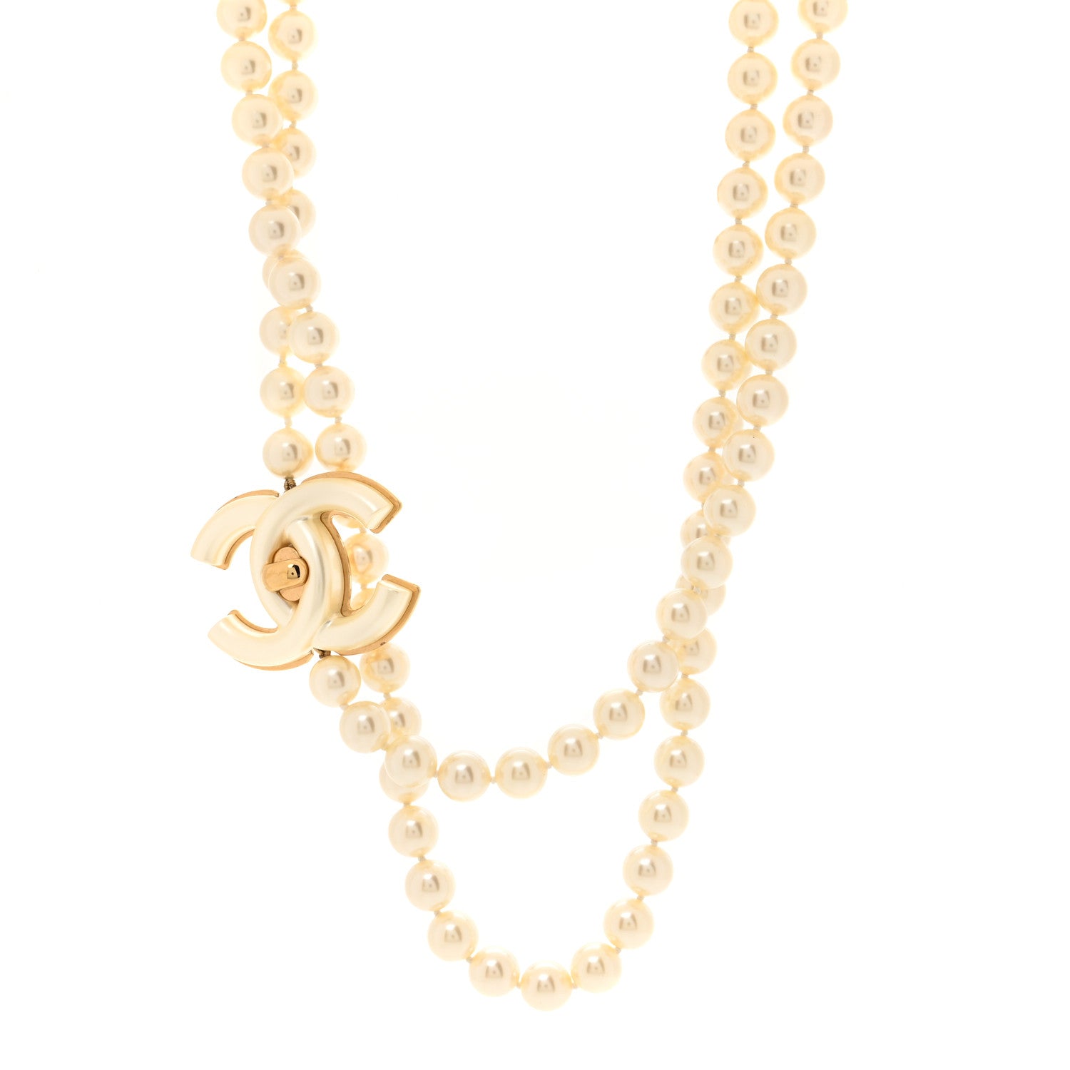 Chanel Pearl CC Turnlock Long Necklace Gold 1 of 5