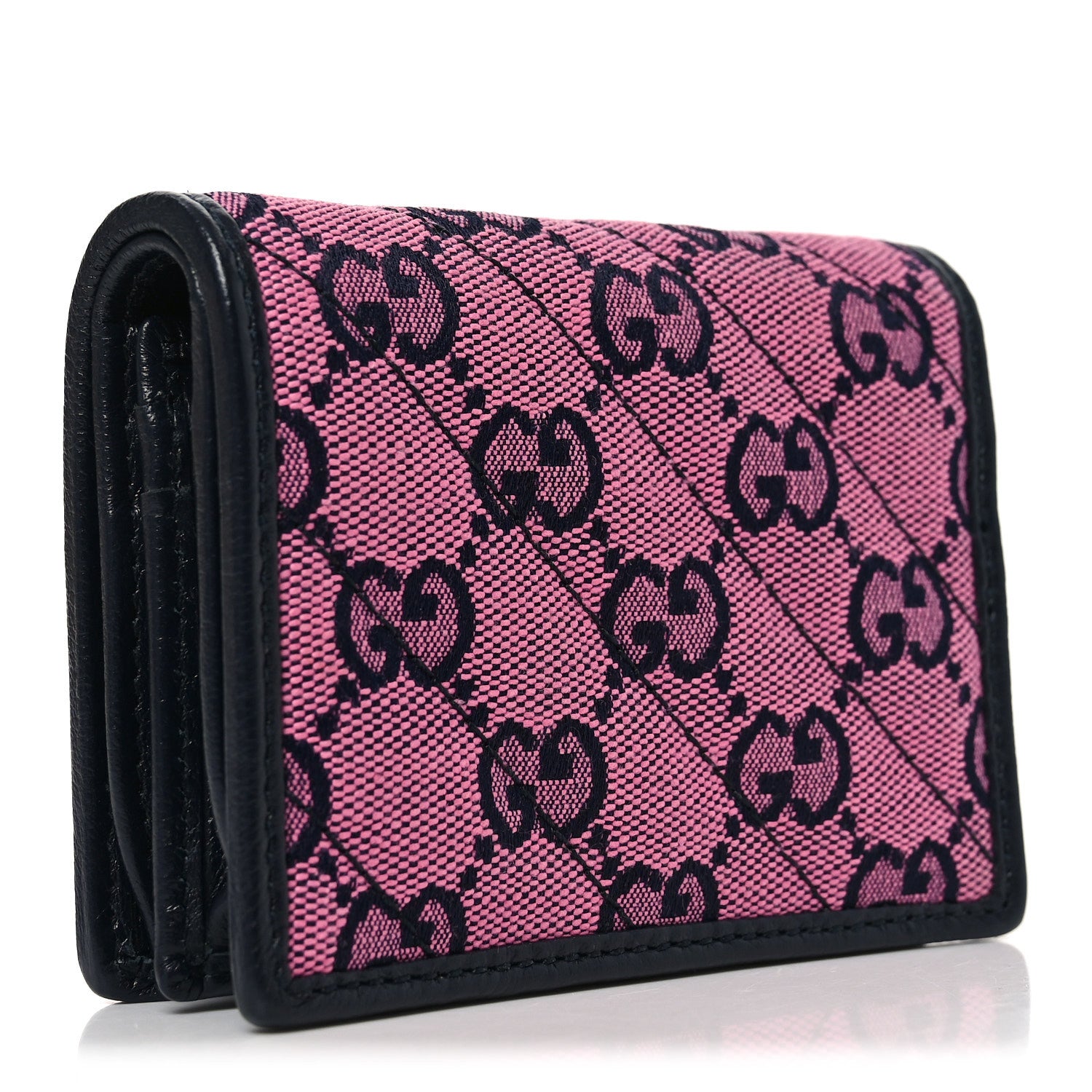 Gucci Monogram Multicolor Matelasse Diagonal GG Marmont Card Case Wallet Pink Blue 3 of 8