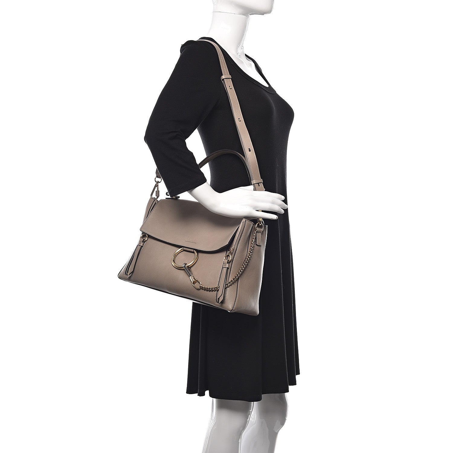 Chloe Calfskin Medium Faye Day Shoulder Bag Motty Grey 2 of 10