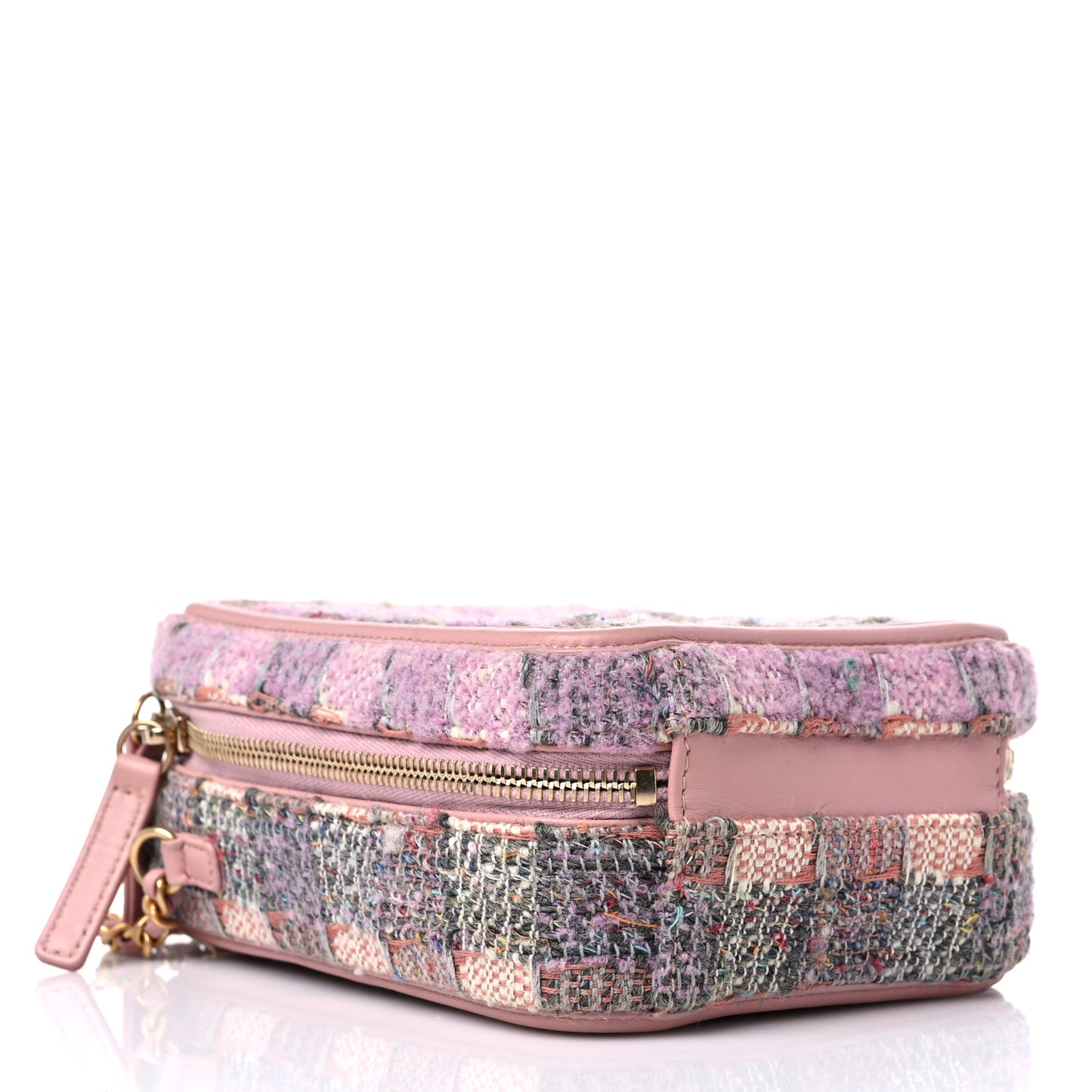 Tweed Quilted CC North South Filigree Vanity Case Pink