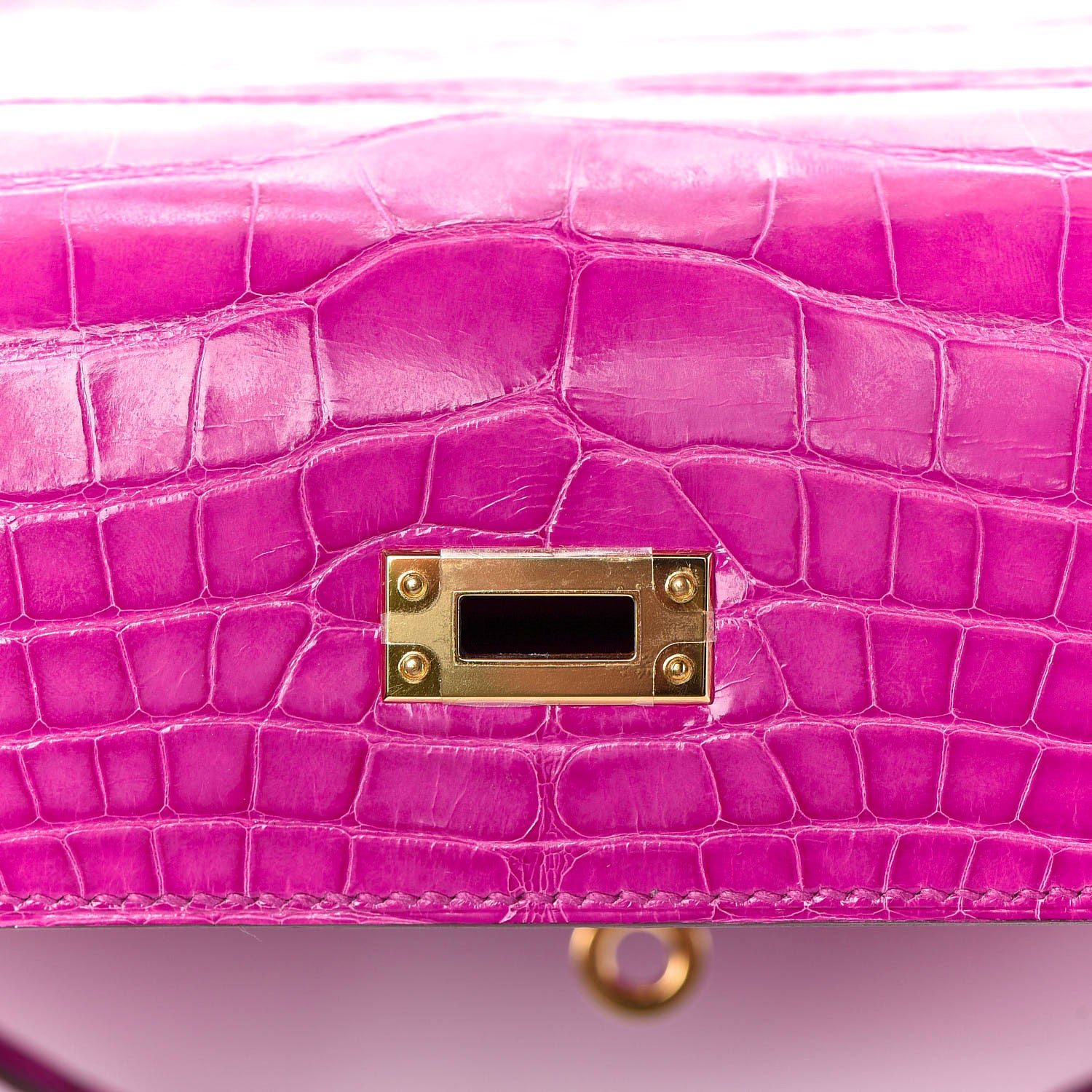 Hermes Shiny Alligator Kelly Sellier 25 Rose Scheherazade 34 of 37