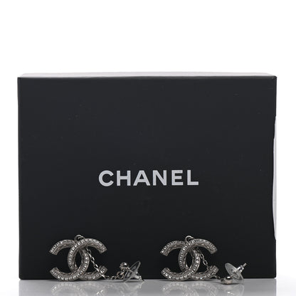 Chanel Baguette Crystal CC Drop Earrings Silver 5 of 5