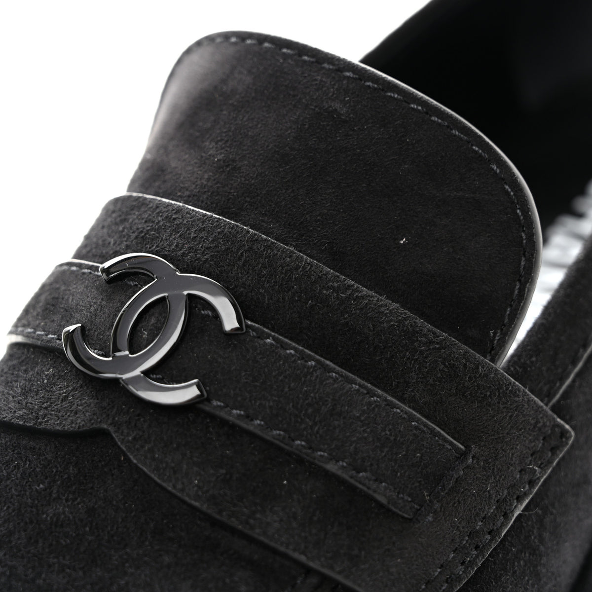 Chanel Suede Kidskin CC Platform Loafers 40 Black 10 of 10