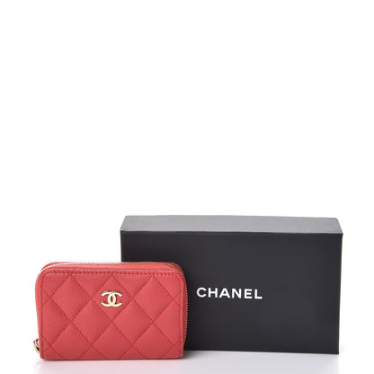Chanel Caviar Quilted Zip Coin Purse Dark Pink 9 of 9