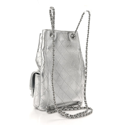 Chanel Metallic Lambskin Quilted Double Pocket Backpack Silvery 3 of 11