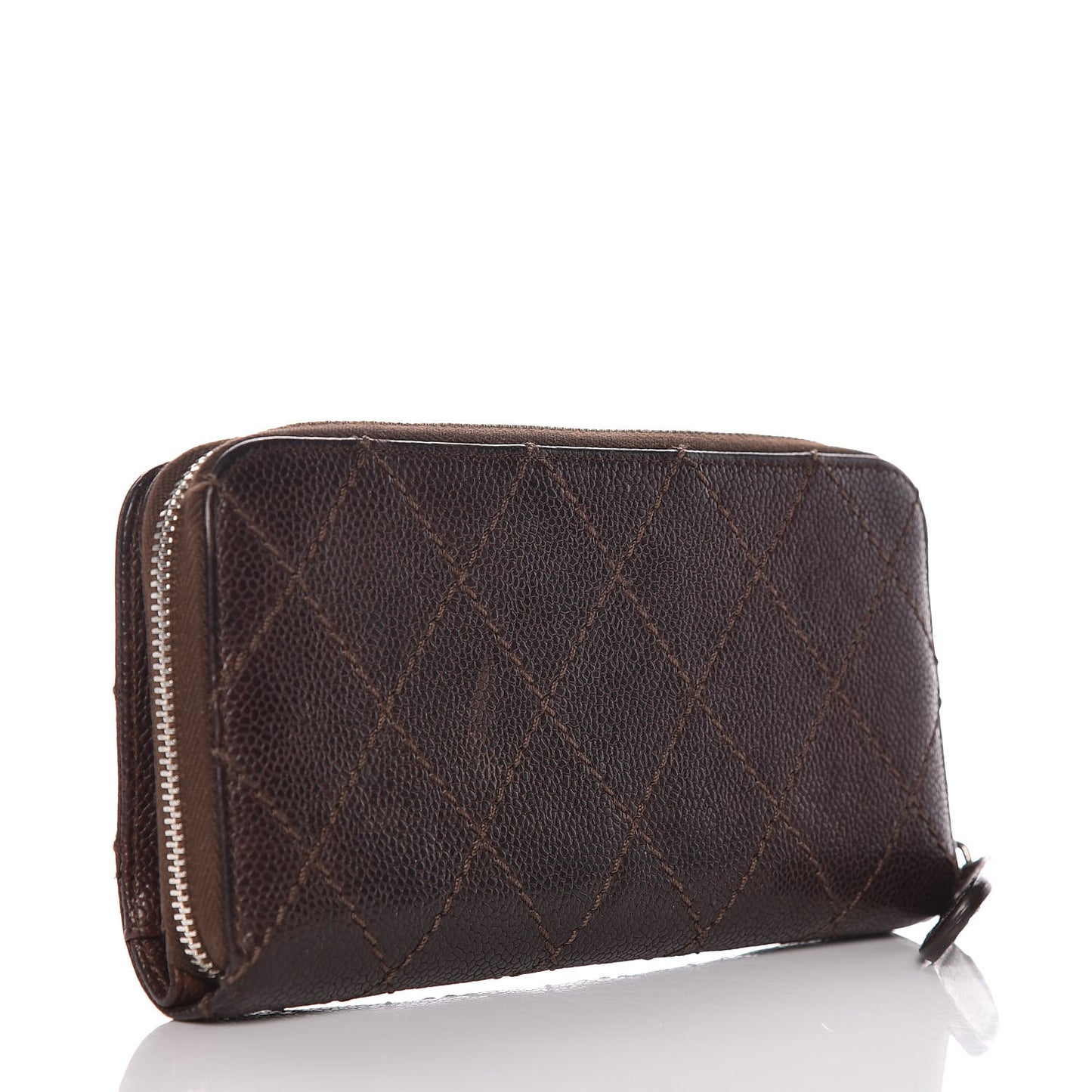 Caviar Quilted Outdoor Ligne Wallet Dark Brown