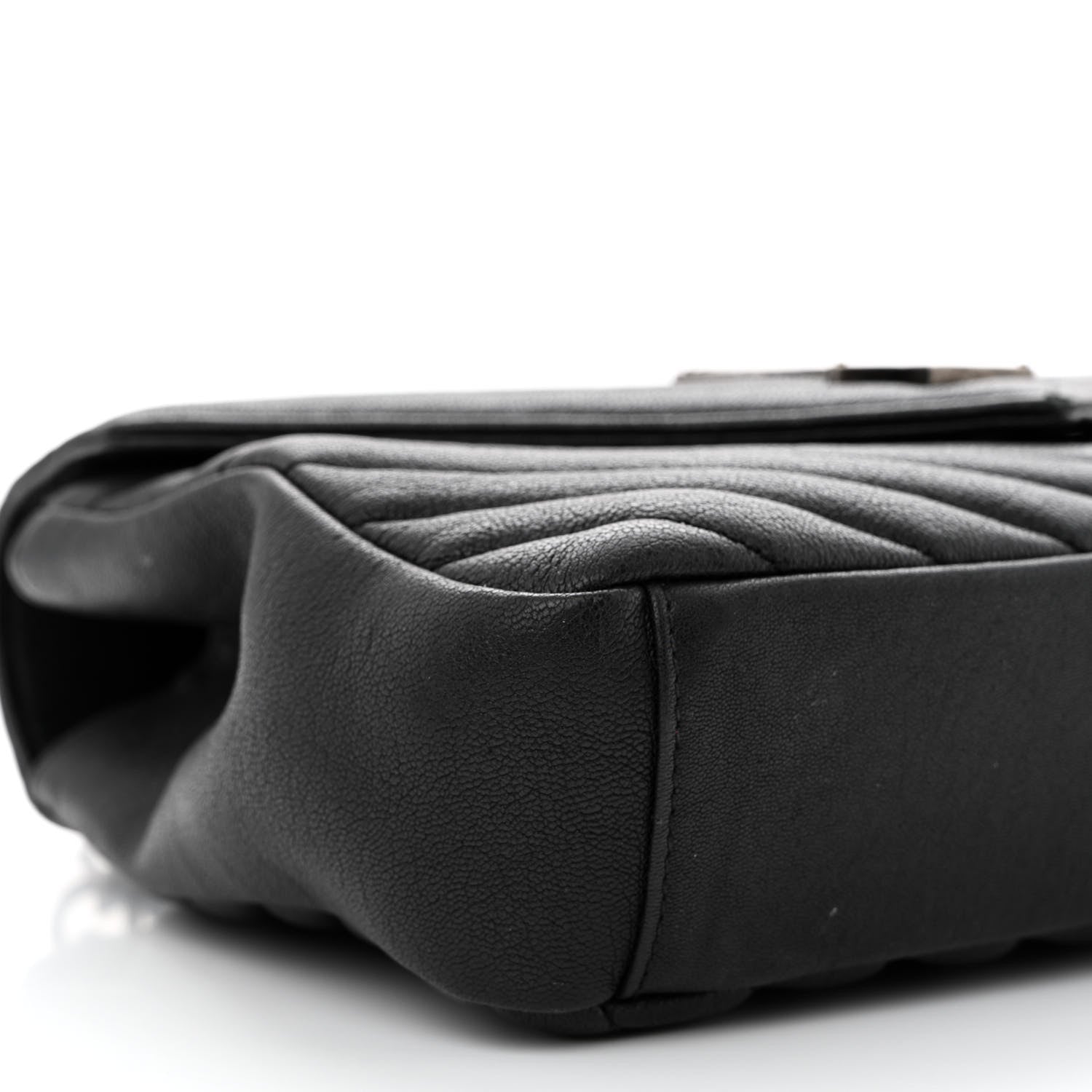 Saint Laurent Sheepskin Matelasse Chevron Monogram Medium College Bag Asphalt 9 of 10