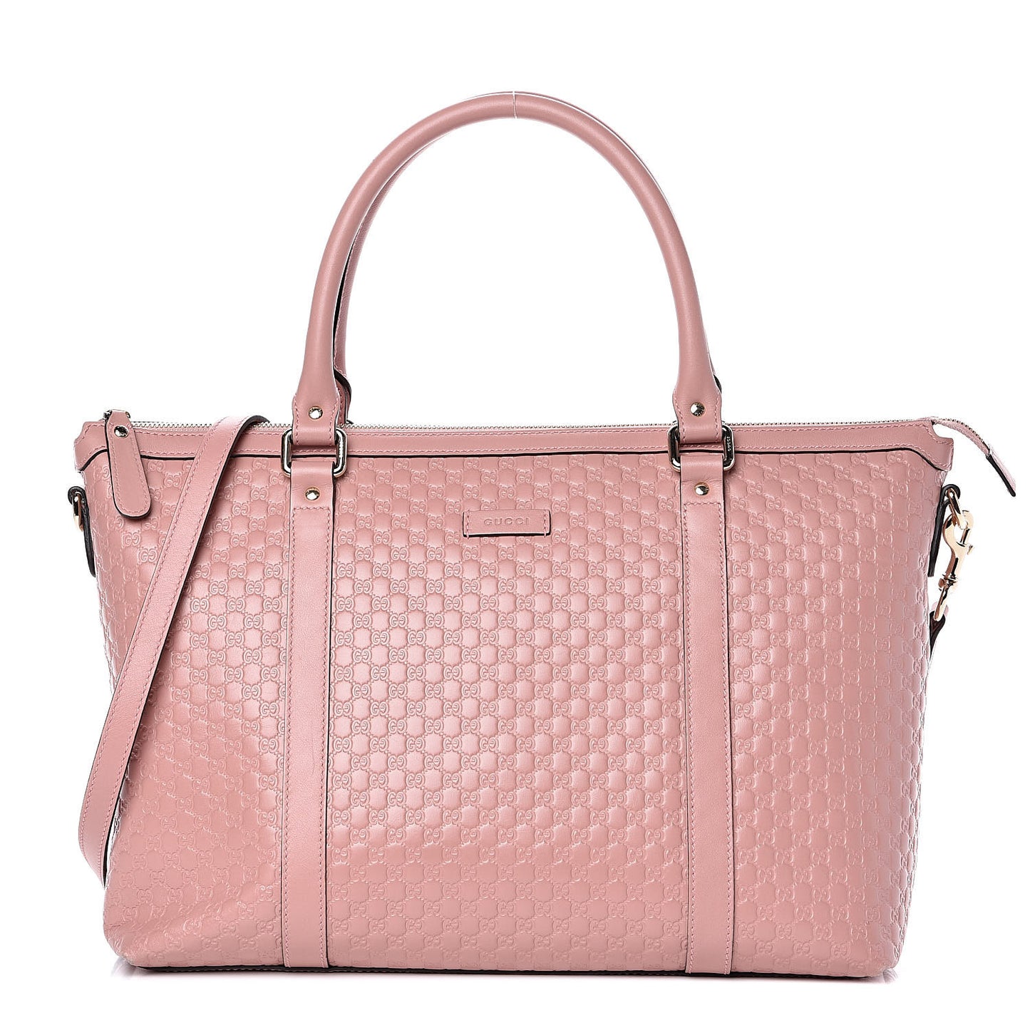 Soft Microguccissima Medium Zippered Satchel Soft Pink