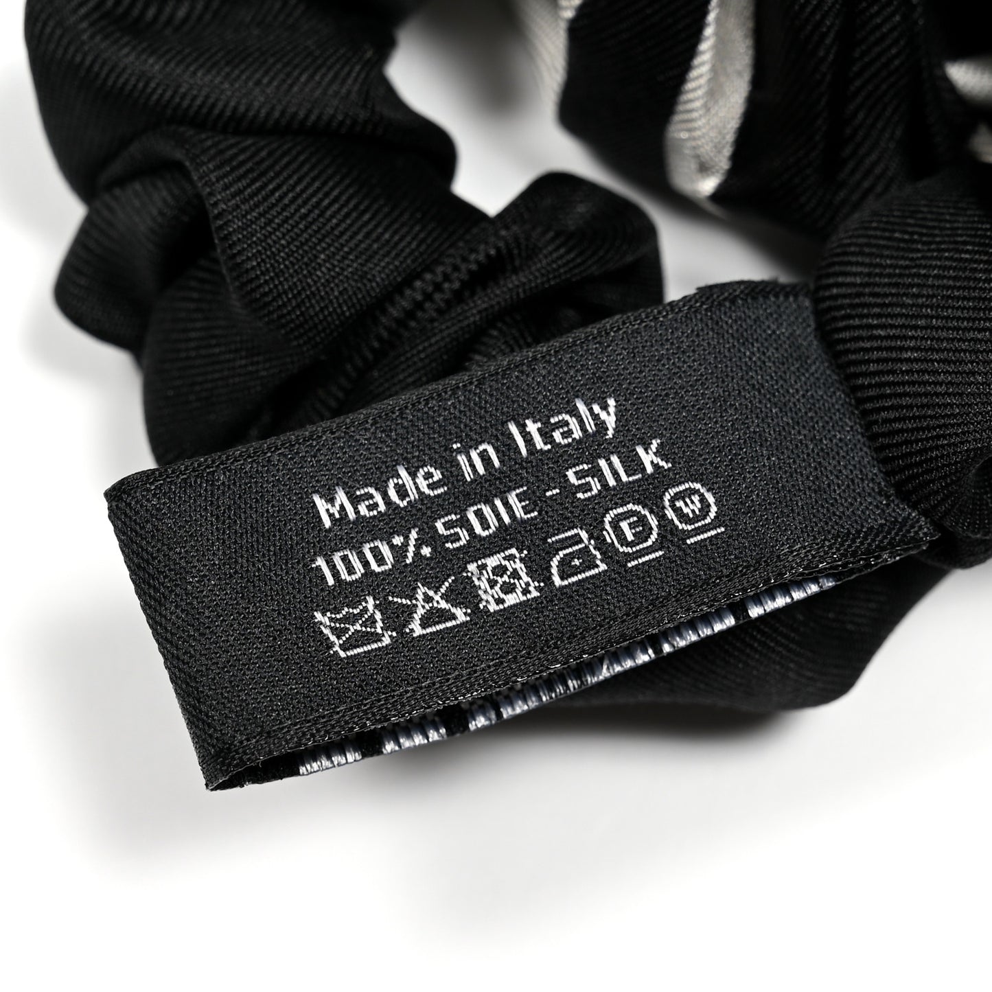 Silk Twill Hair Scarf Black White