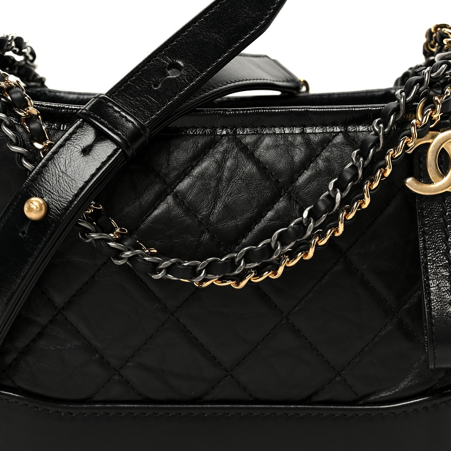 Chanel Aged Calfskin Quilted Small Gabrielle Hobo Black 8 of 10