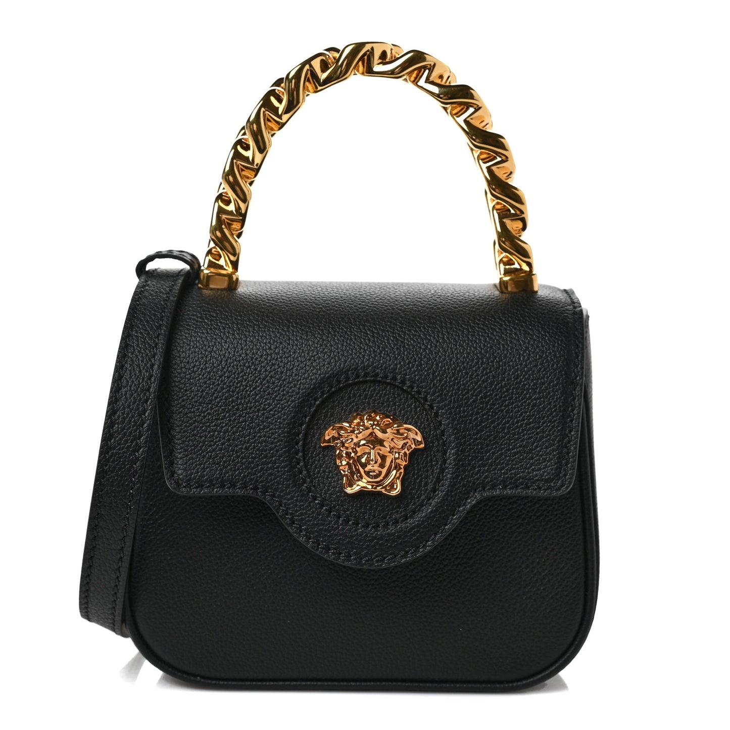 Grained Calfskin Mini La Medusa Bag Black