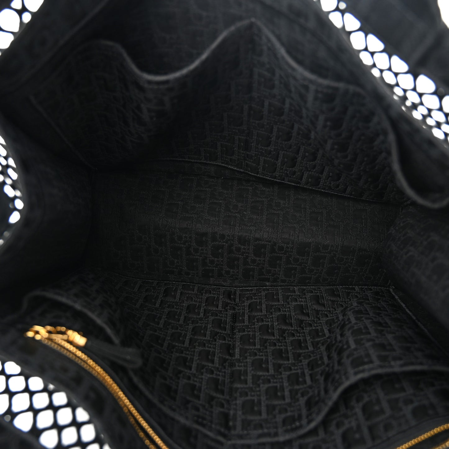 Mesh Embroidered Book Tote Black