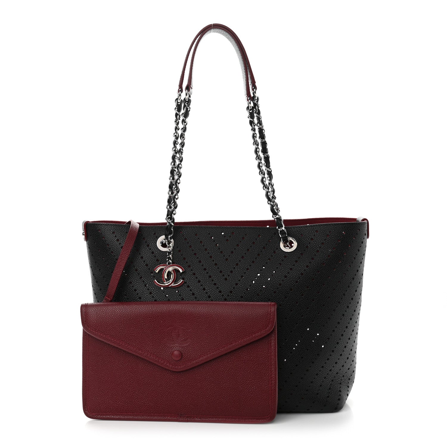 Chanel Perforated Grained Calfskin Small Shopping Tote Black 1 of 13