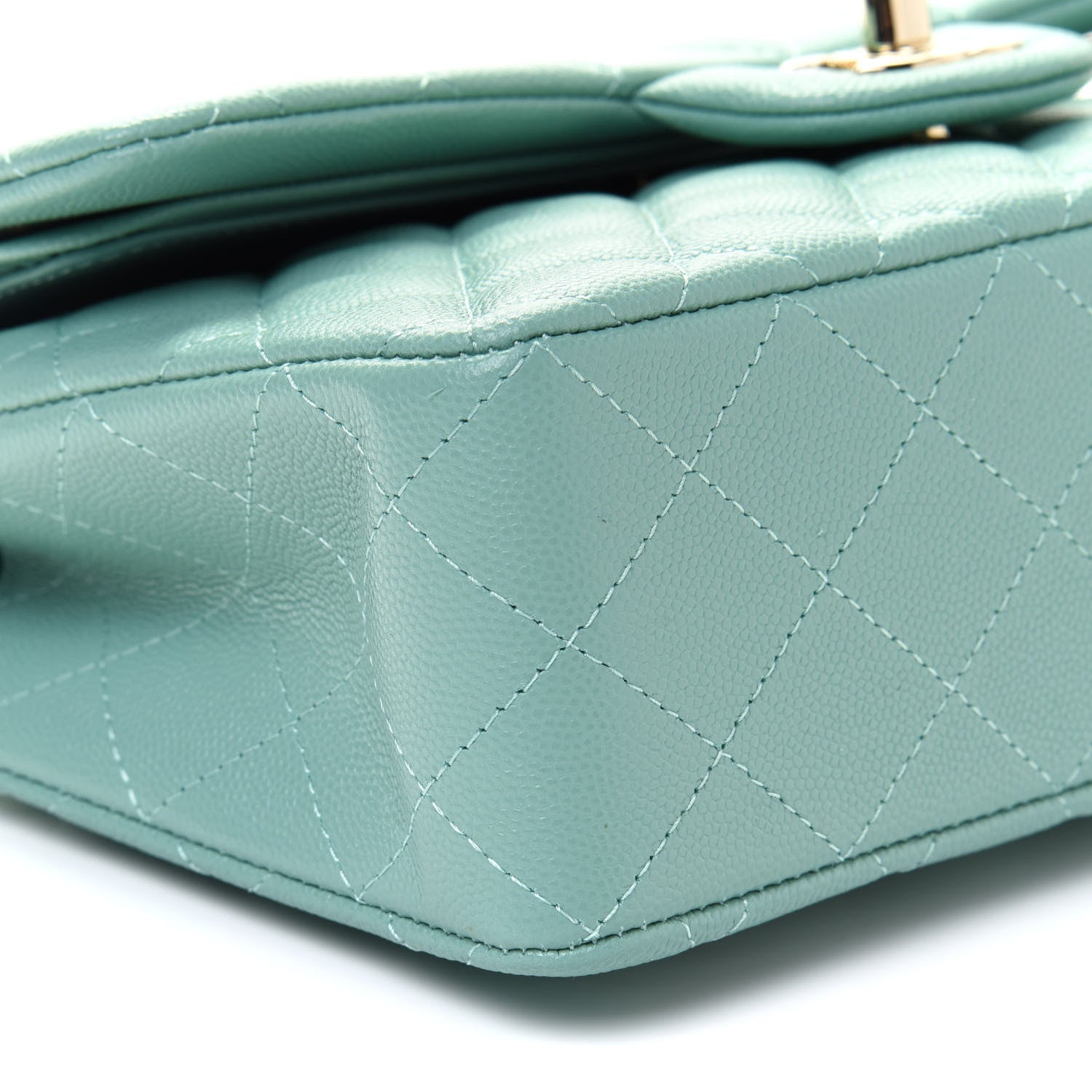 Chanel Caviar Quilted Small Double Flap Light Green 9 of 11