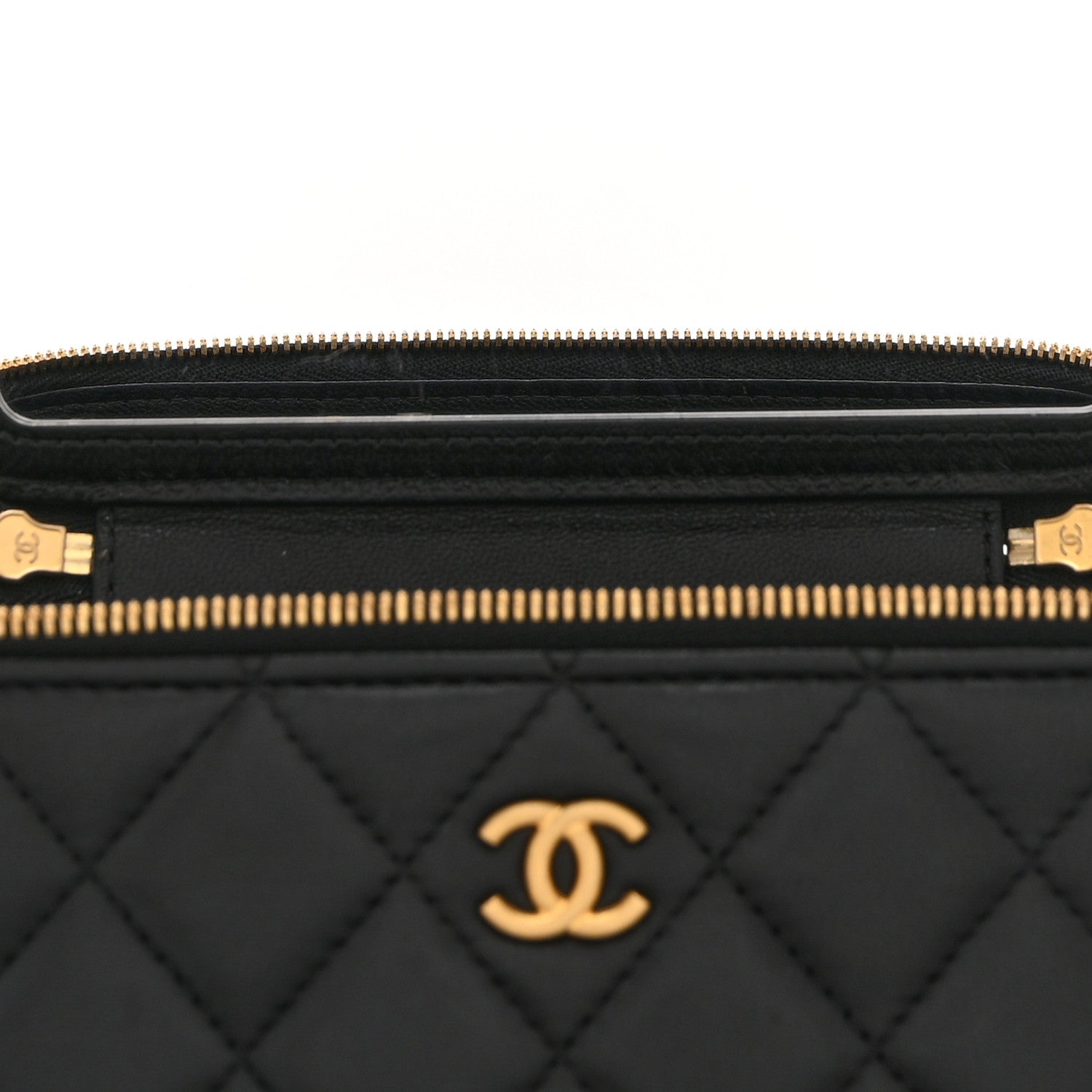 Chanel Lambskin Enamel Quilted Small Coco Hearts Vanity Case With Chain Black 6 of 11