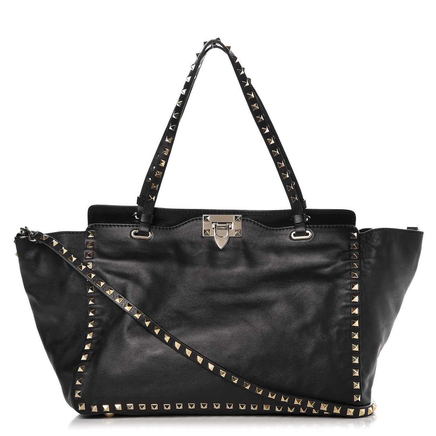 Vitello Medium Rockstud Tote Black