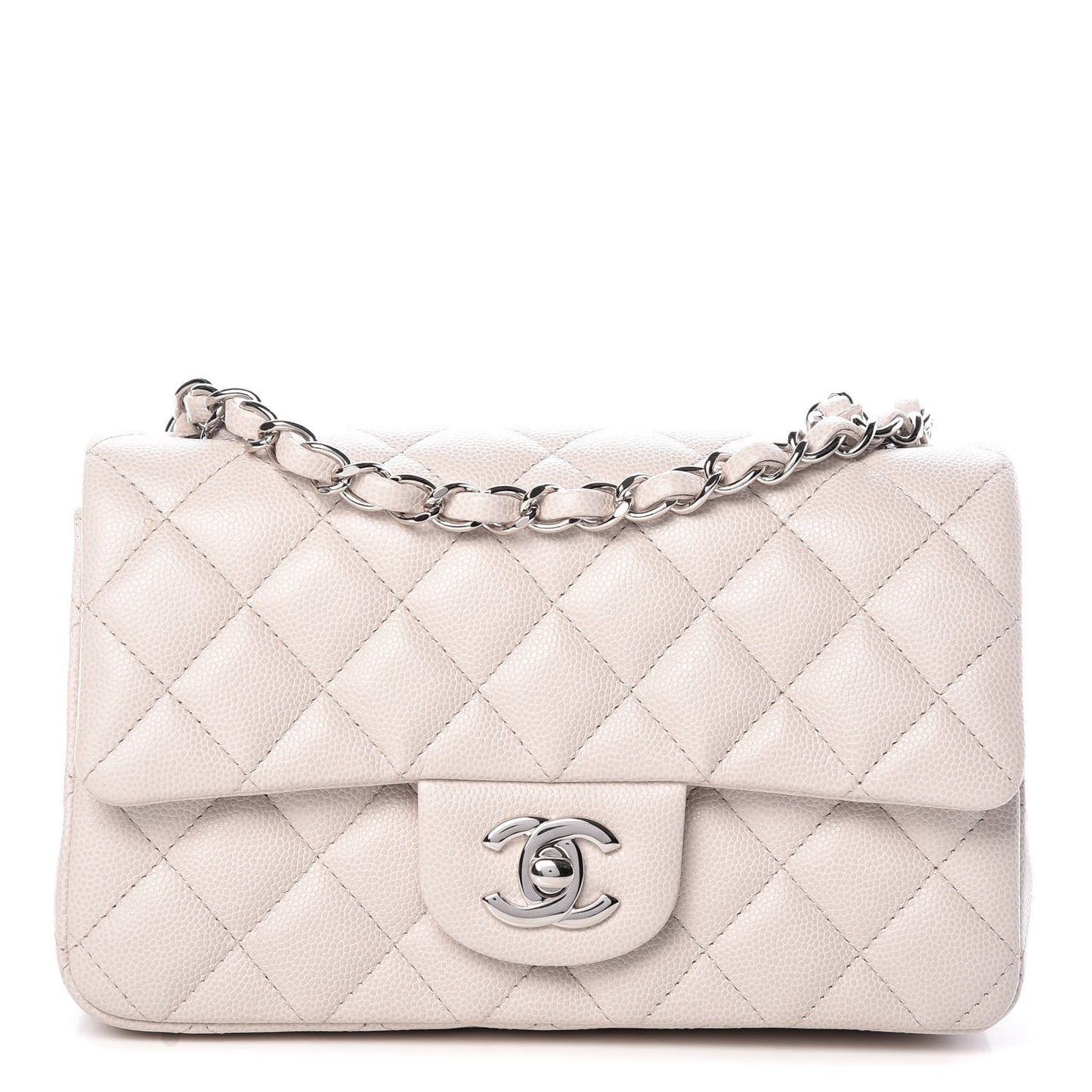 Caviar Quilted Mini Rectangular Flap Ivory