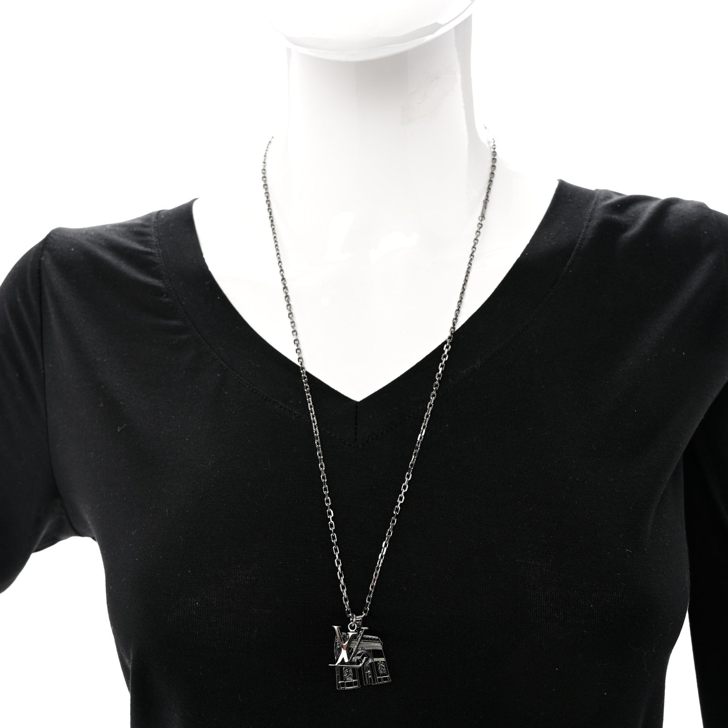 Metal Initial Arc City Pendant Necklace Silver Silver