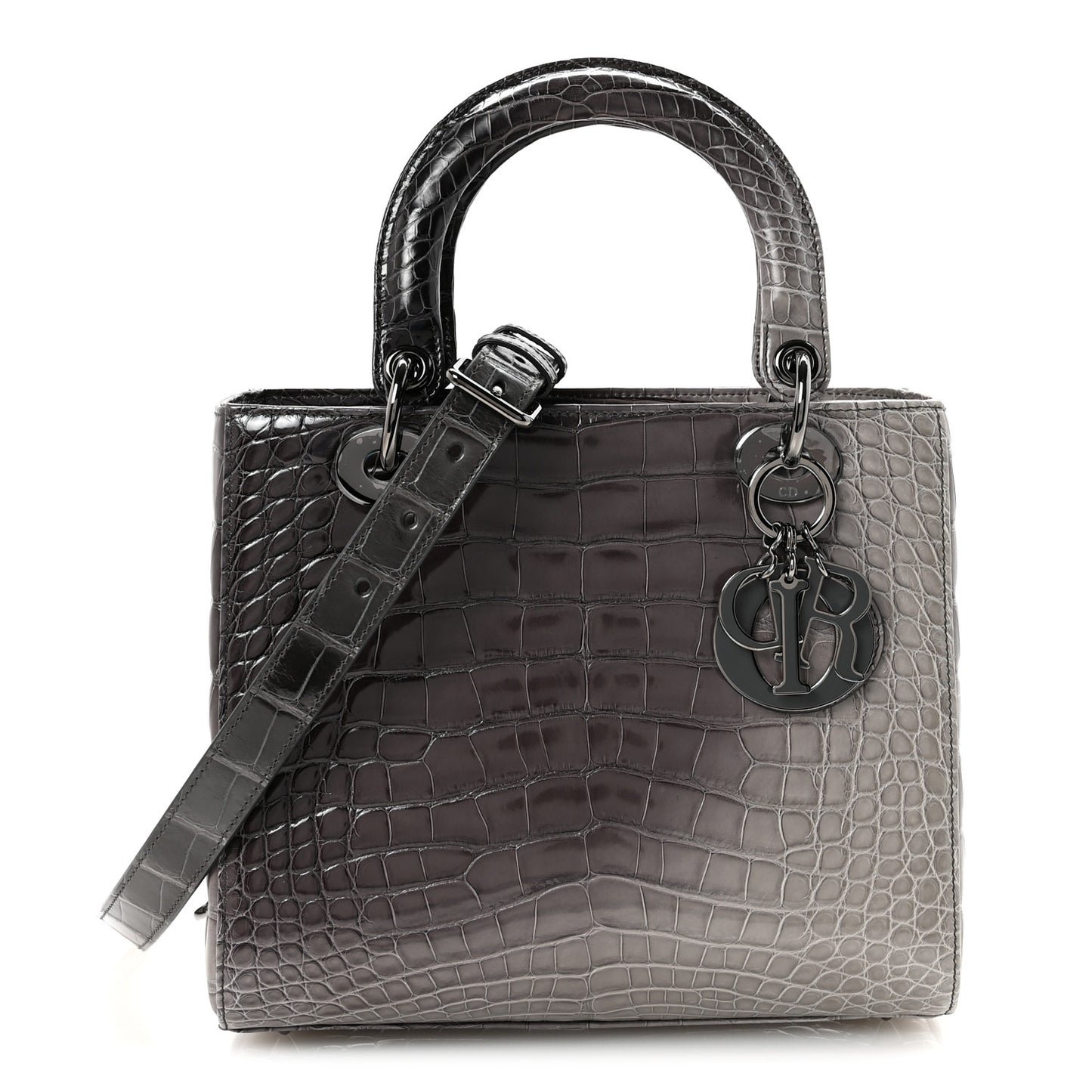 Alligator Medium Lady Dior Grey