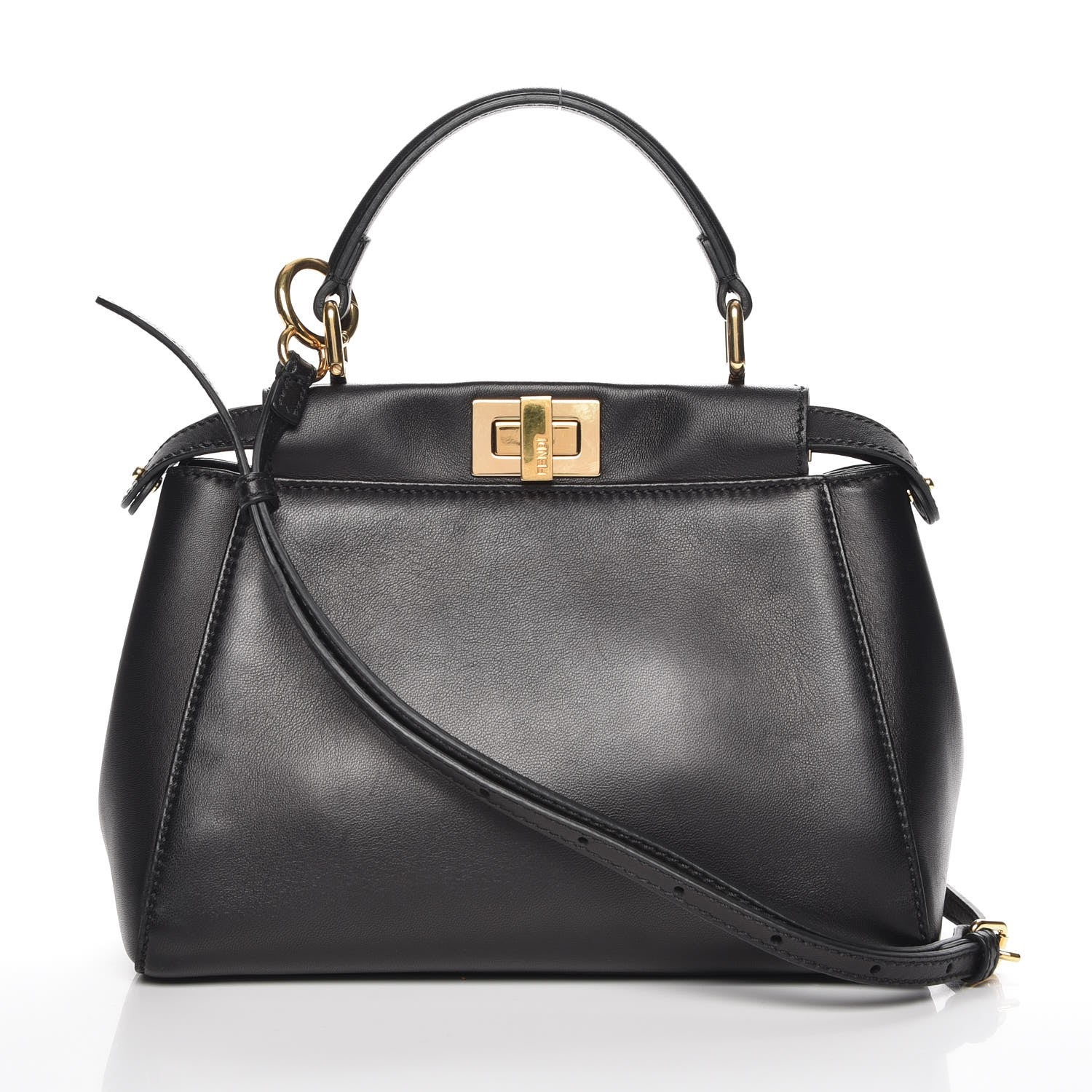 Fendi Nappa Mini Peekaboo Iconic Satchel Black 4 of 9