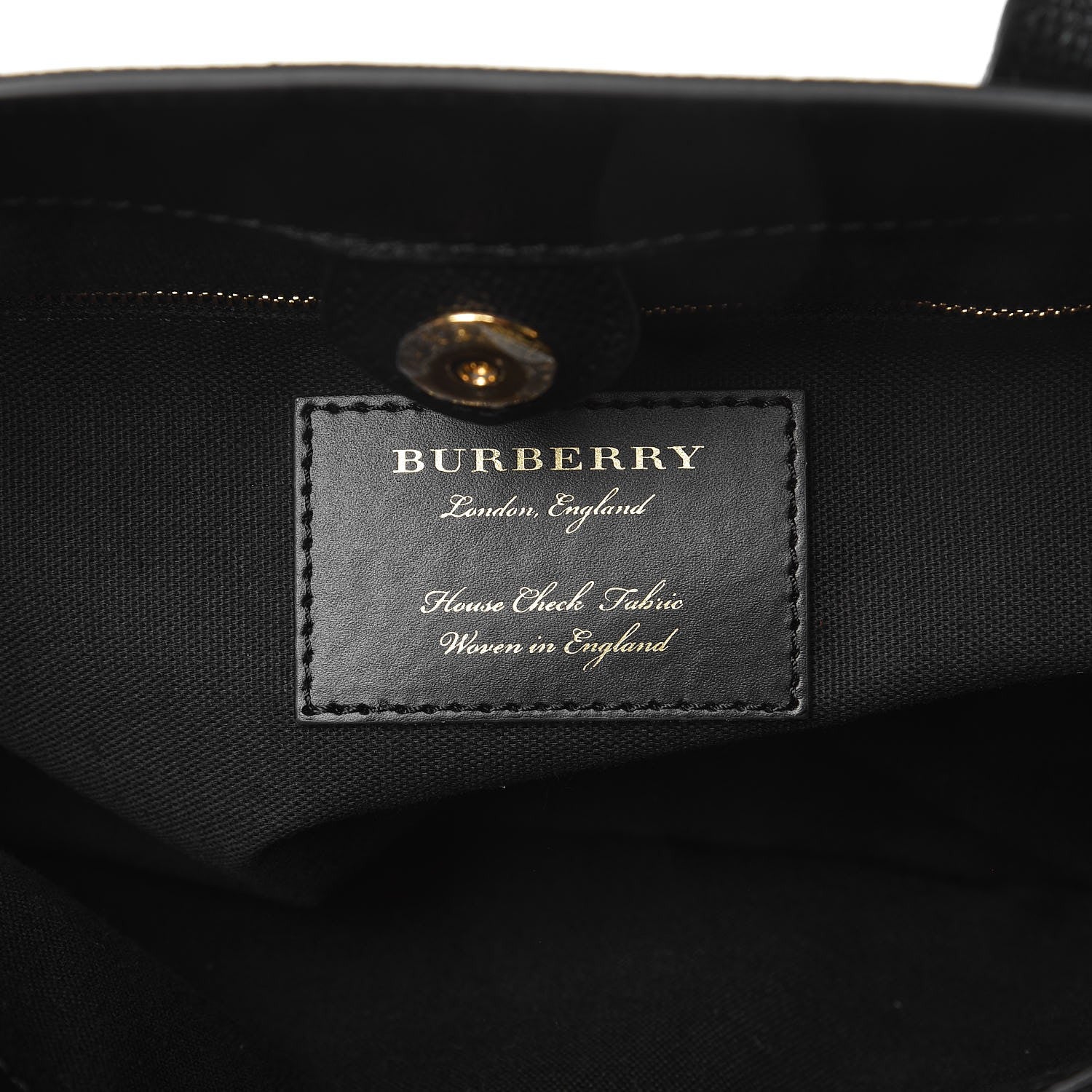 Burberry Grainy Calfskin House Check Medium Banner Tote Black 7 of 8