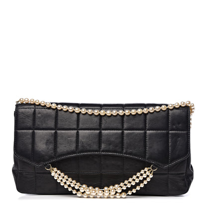 Chanel Lambskin Chocolate Bar Pearl Chain Flap Black 1 of 13