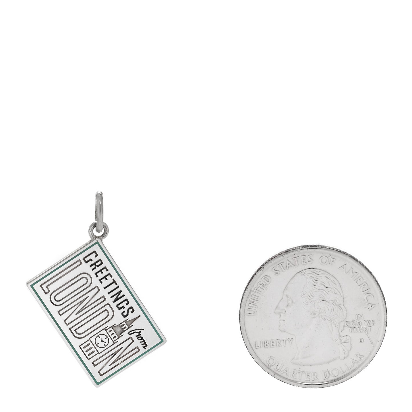 Sterling Silver Enamel London Postcard Charm Blue