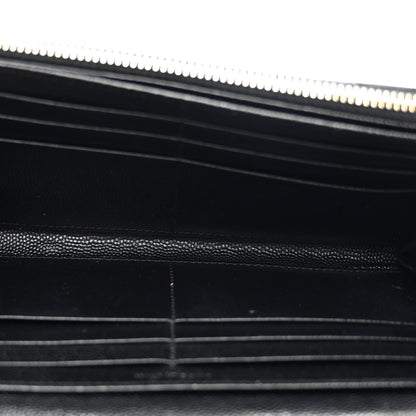 Saint Laurent Grain De Poudre Matelasse Chevron Monogram Flap Wallet Black 4 of 7