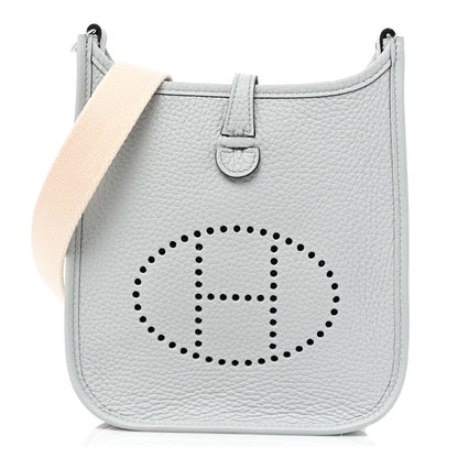 Hermes Taurillon Clemence Amazone Evelyne TPM Bleu Pale Nata 1 of 6