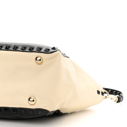 Valentino Garavani Vitello Monochrome Small Rockstud Tote Black Light Ivory 9 of 12