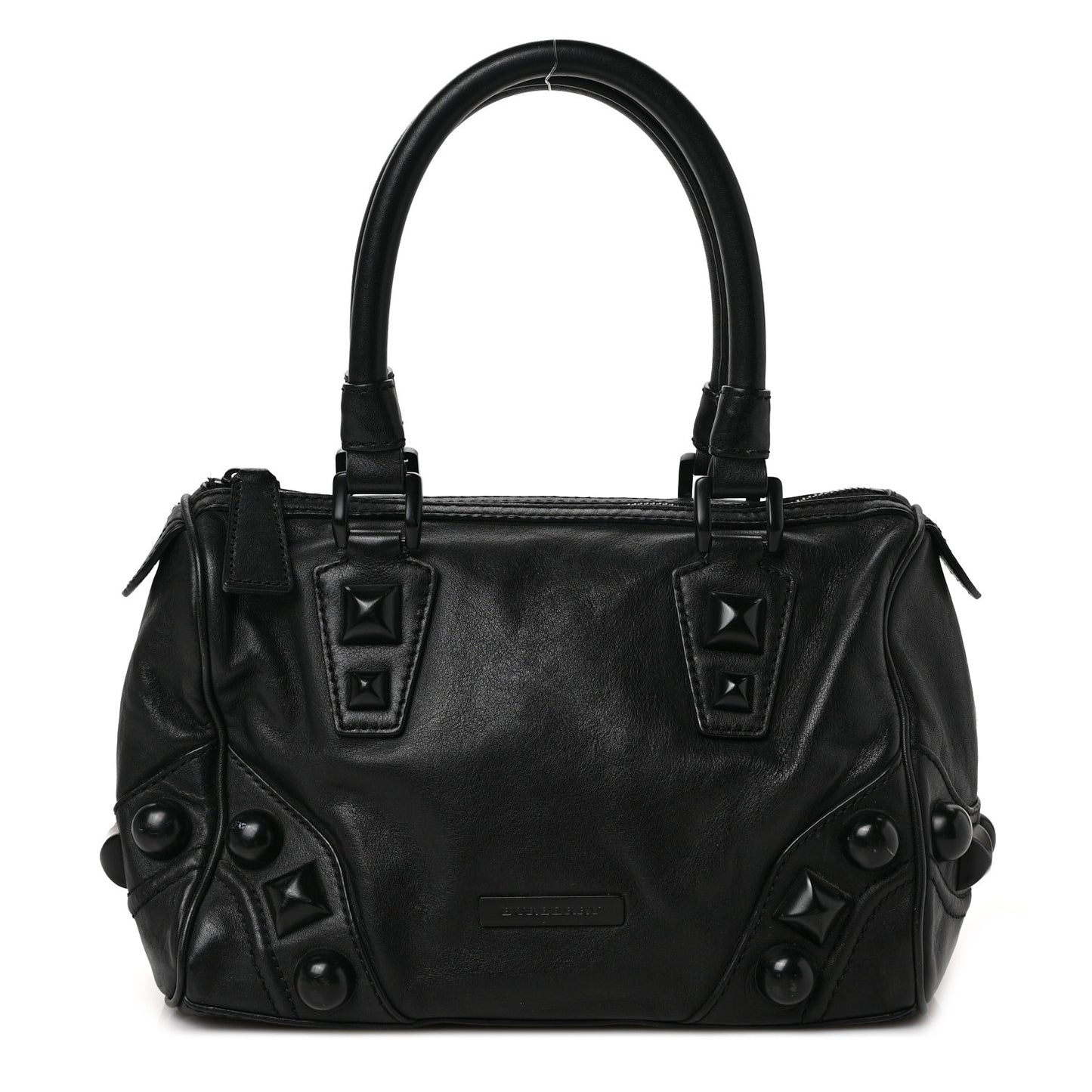 Calfskin Mega Stud Chester Bowling Bag Black
