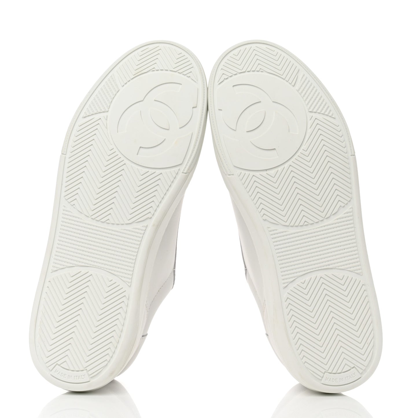 Calfskin Womens CC Logo Sneakers 40 White