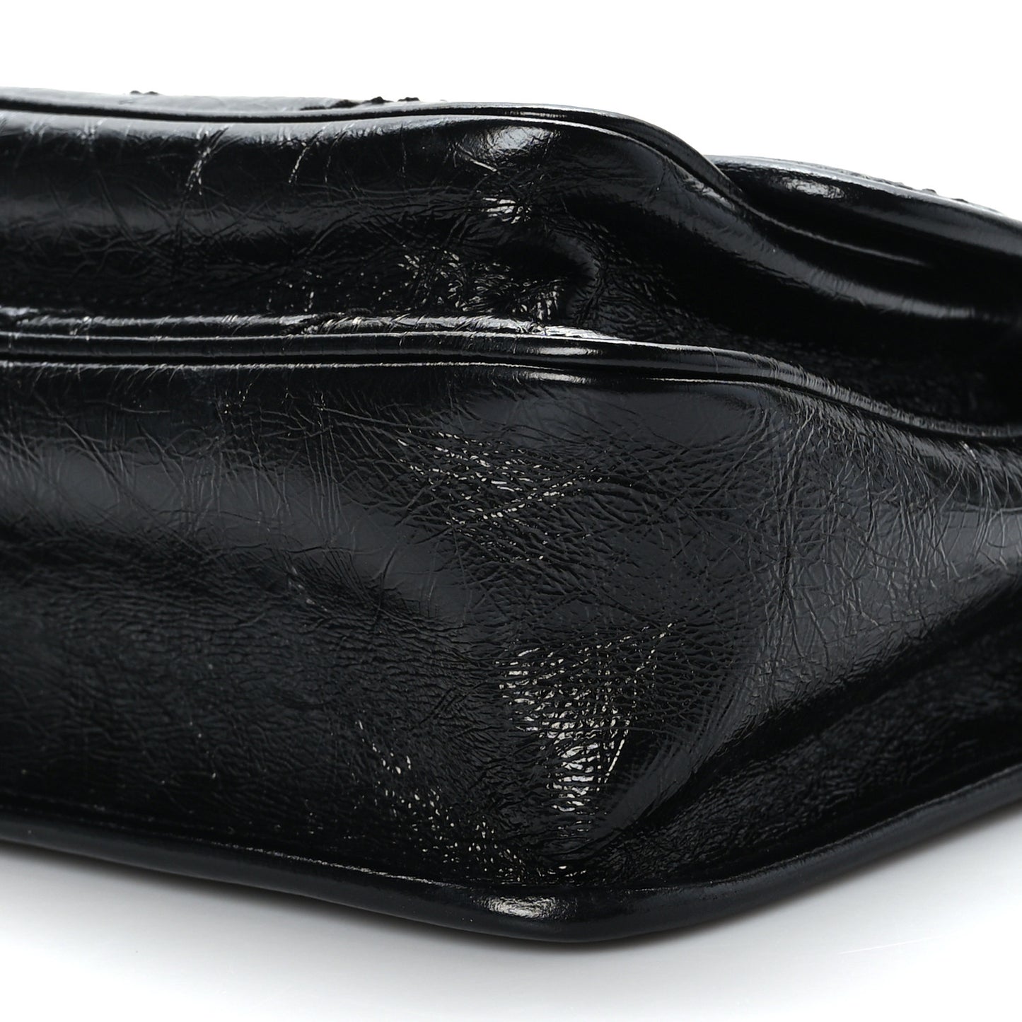 Crinkled Lambskin Matelasse Monogram Baby Niki Chain Satchel Black