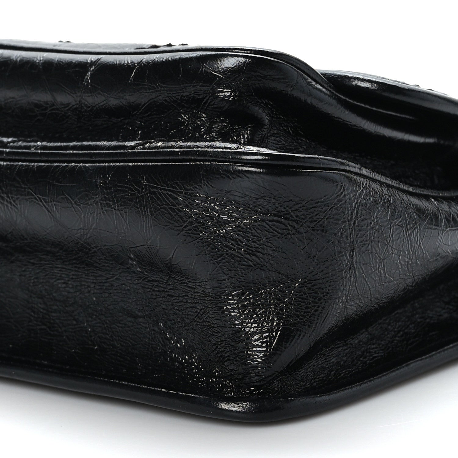 Saint Laurent Crinkled Lambskin Matelasse Monogram Baby Niki Chain Satchel Black 9 of 9