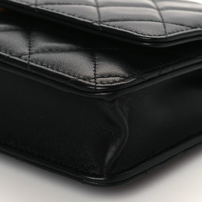 Chanel Lambskin Quilted CC Pearl Crush Wallet on Chain WOC Black 10 of 10