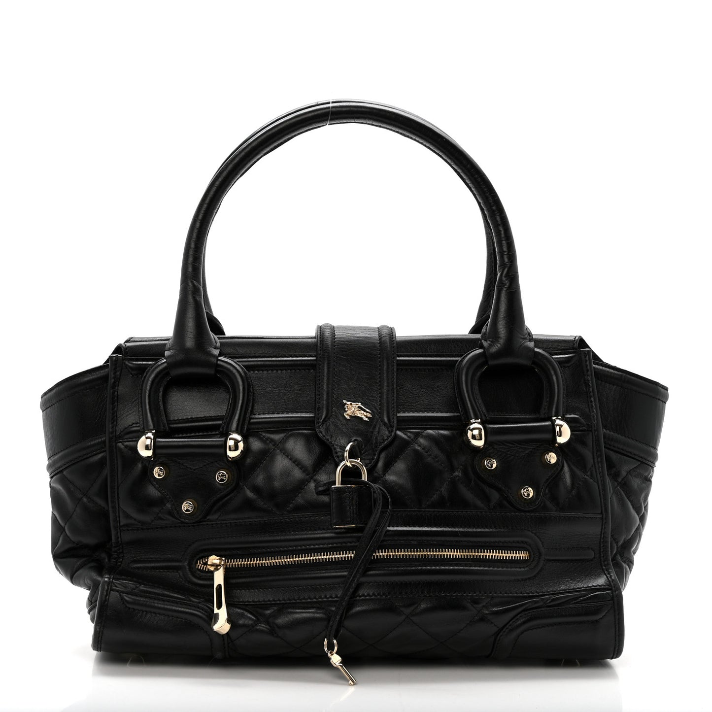 Calfskin Quilted Large Manor Tote Black