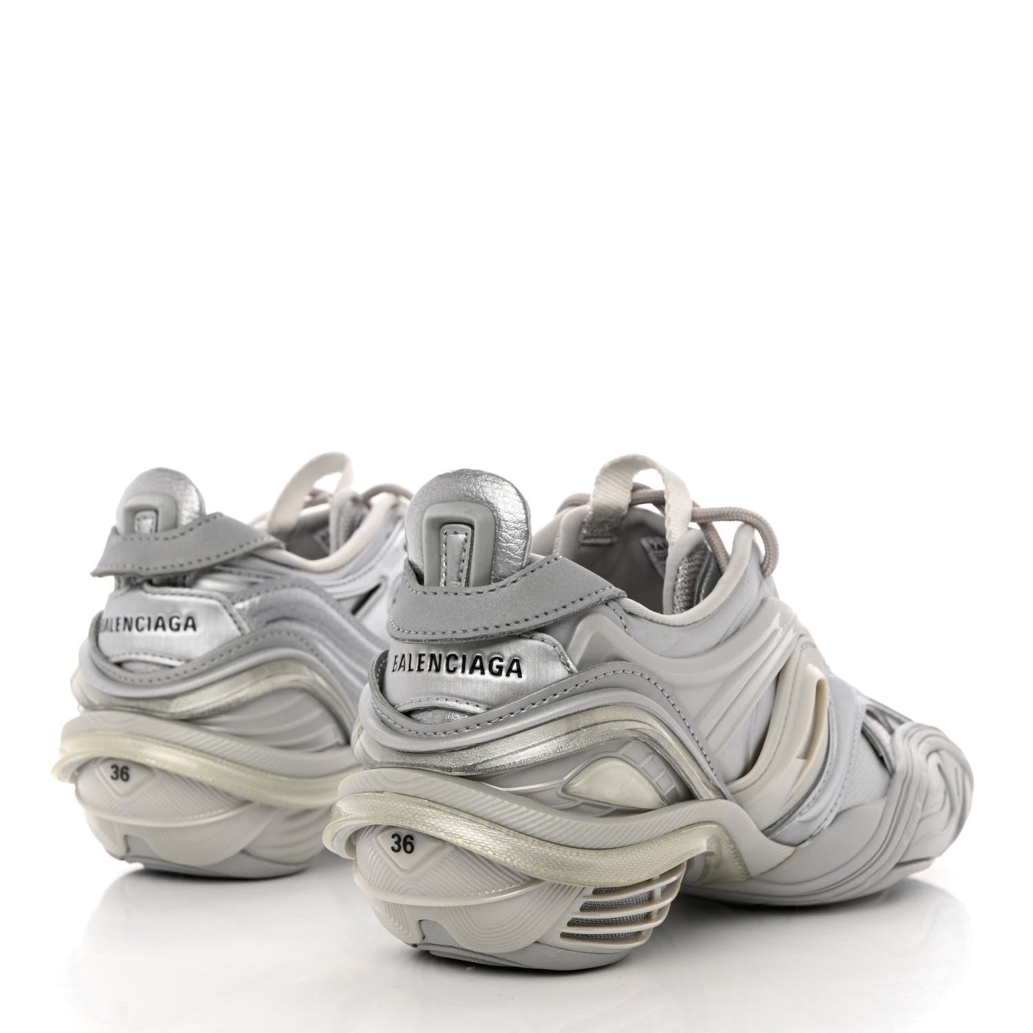 Balenciaga Metallic Rubber Mesh Womens Tyrex Sneakers 36 Monocolor Silver 4 of 9