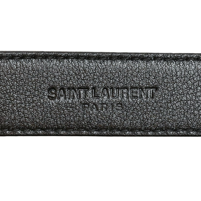 Saint Laurent Calfskin Crocodile Embossed Monogram Passant Buckle Belt 95 38 Black 8 of 10